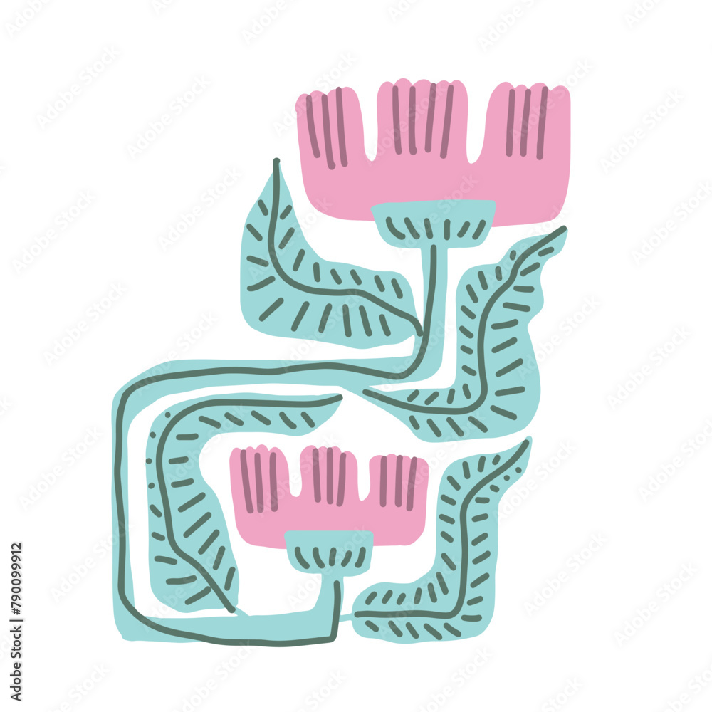 Obraz premium Colorful floral doodle illustration in a trendy style