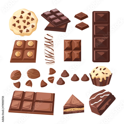 crumptious cupcake adorned with bits of chocolate alongside segmented blocks of silky smooth chocolate bars