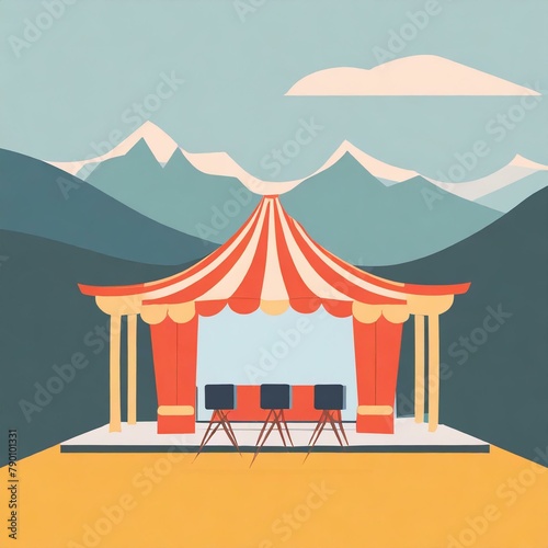 petite théâtre sous ou une tente en plein air à la montagne en ia photo