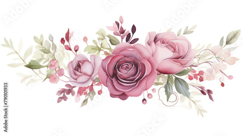 Hand drawn watercolor floral bouquet, isolated on white background. © Ula
