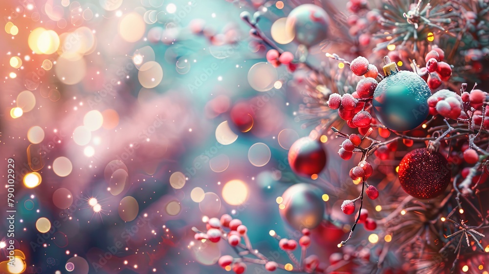 Vibrant Decorated Christmas Tree with Glittering Ornaments and Lights Vibrant Decorated Christmas Tree with Glittering Ornaments and Lights