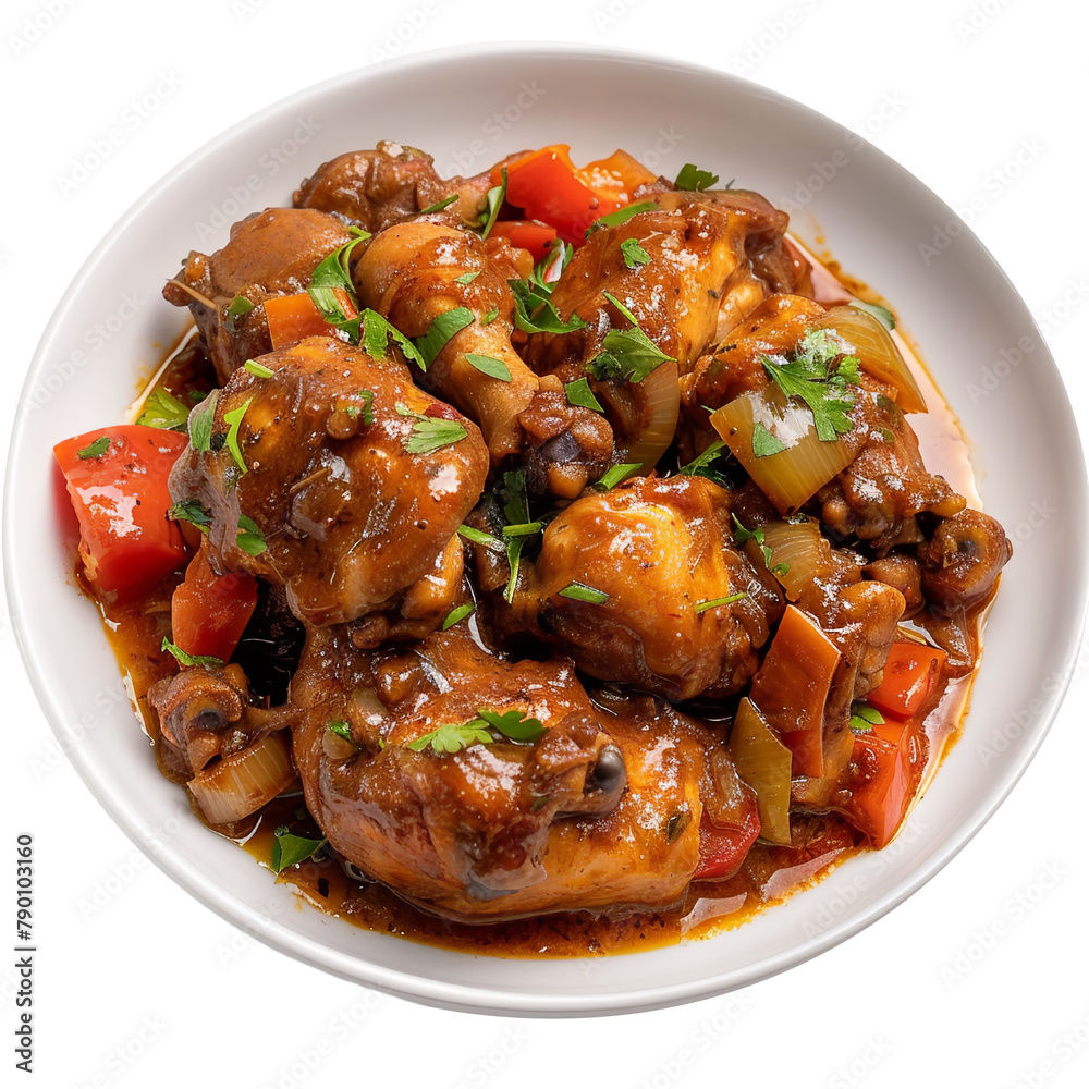 Spicy Chicken Sauted Isolated On White Background Spicy Chicken Sauted Isolated On White Background