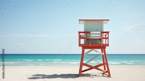 lifeguard tower, equipped with binoculars, serves as a vital tool for ensuring comprehensive beach surveillance and swift response to emergencies.  © Iamnee