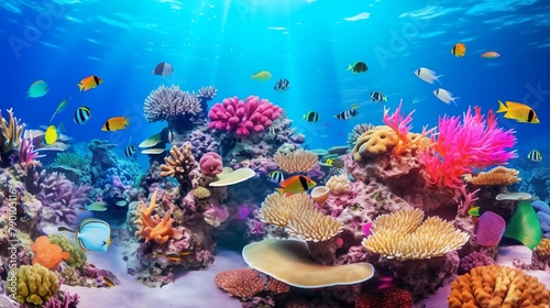 Exploring vibrant coral reefs reveals a kaleidoscope of colorful marine life, showcasing the diverse beauty of the underwater ecosystem.  © Iamnee