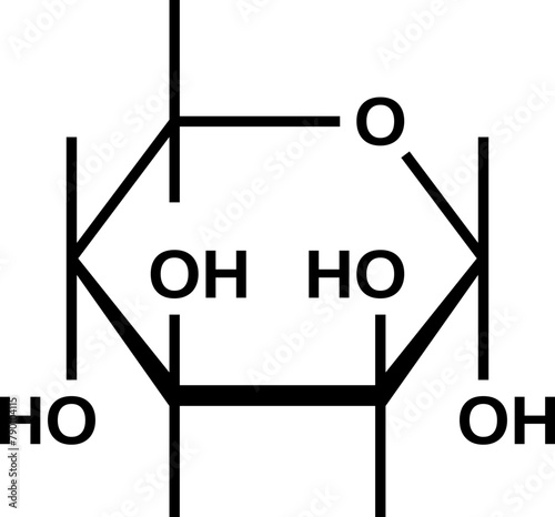 Alpha-lyxopyranose structural formula, pyranose form of lyxose, vector illustration