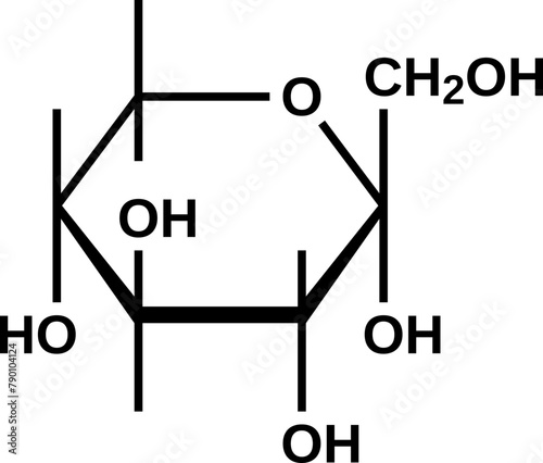 Alpha-sorbopyranose structural formula, pyranose form of sorbose, vector illustration photo