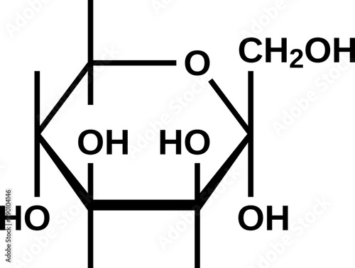 Alpha-tagatopyranose structural formula, pyranose form of tagatose, vector illustration