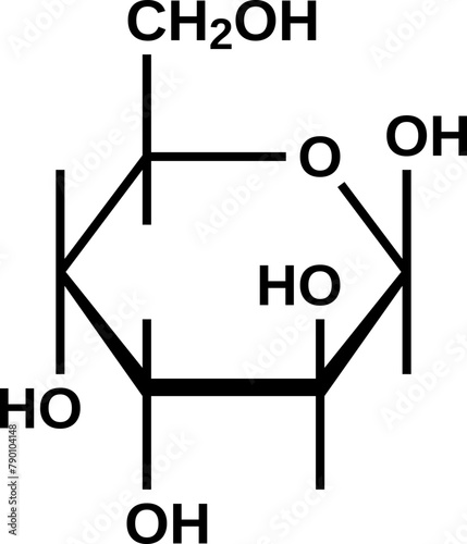 Beta-altropyranose structural formula, pyranose form of altrose, vector illustration