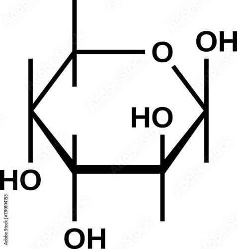 Beta-arabinopyranose structural formula, pyranose form of arabinose, vector illustration