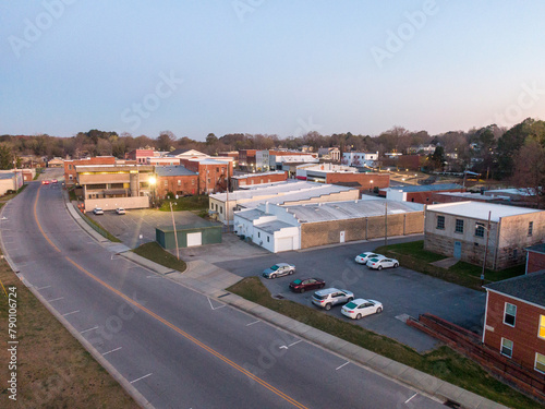 The Town of Louisburg North Carolina by Drone on a Sunny Day, Including Sunrise Images For Travel and Tourism