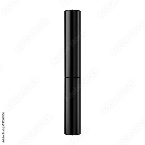 Red Lipstick tube template, Realistic mockup for decorative female cosmetics. 3d realistic packaging, opened and closed with cap. Vector illustration isolated on white background