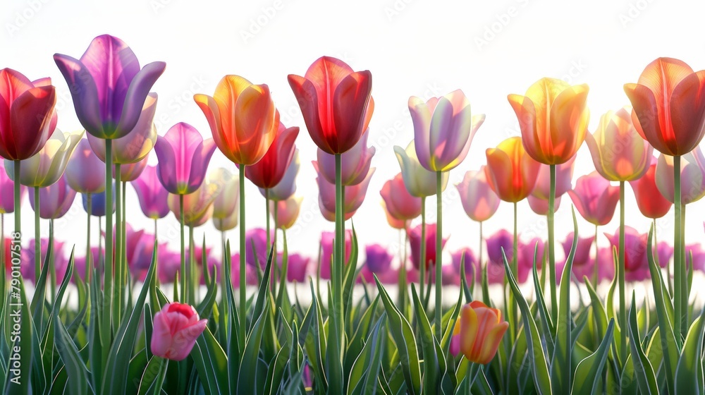 A field of flowers with a variety of colors including pink, yellow, and purple