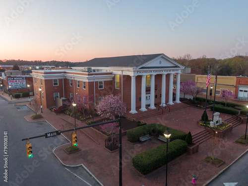 The Town of Louisburg North Carolina by Drone on a Sunny Day, Including Sunrise Images For Travel and Tourism
