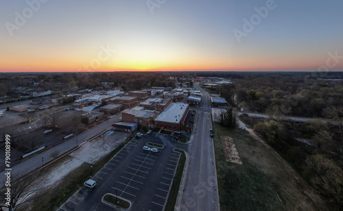 The Town of Louisburg North Carolina by Drone on a Sunny Day, Including Sunrise Images For Travel and Tourism