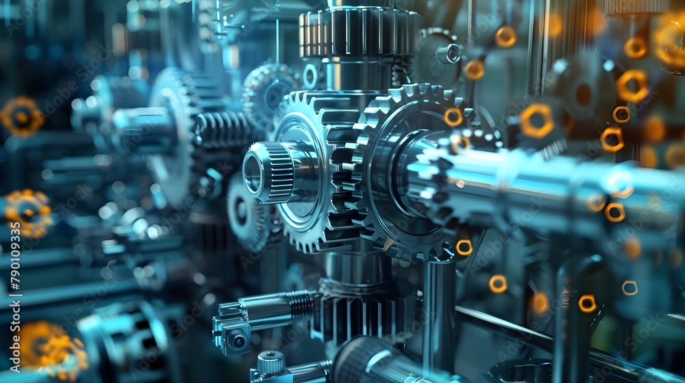 Interlocking metal gears a close-up of industrial machine gears generative ai Interlocking metal gears a close-up of industrial machine gears generative ai