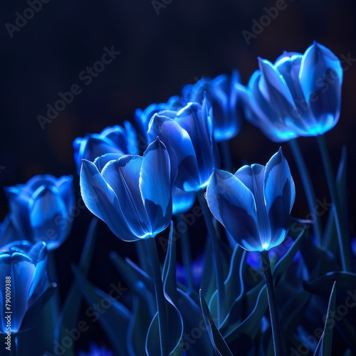 Vivid Blue Tulips Gleaming ...