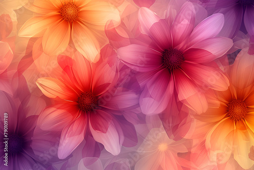 Background Flower 019 abstract floral background with daisy flowers in pink and purple colors.