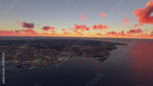 Aerial view at sunset of Carlisle Bay in Lesser Antilles. Barbados