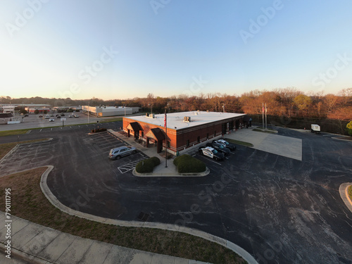 The Town of Louisburg North Carolina by Drone on a Sunny Day, Including Sunrise Images For Travel and Tourism