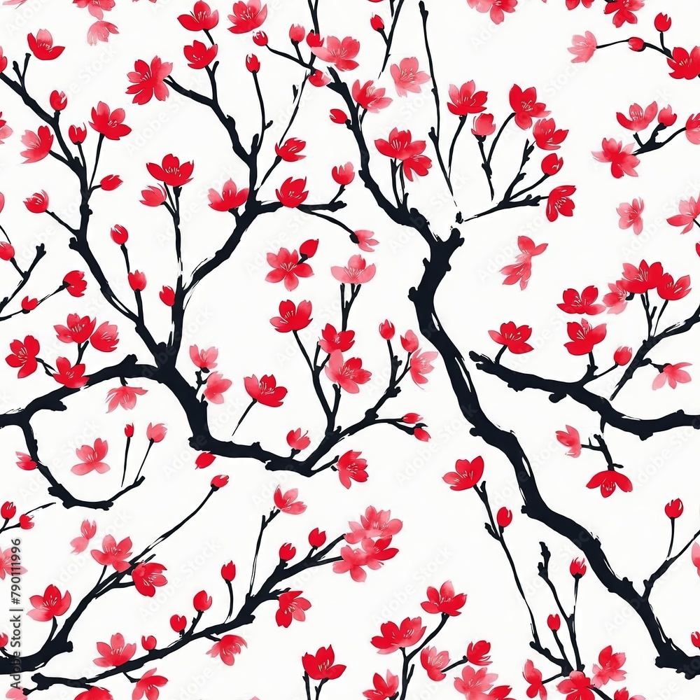 Fototapeta premium Cherry Blossom Seamless Pattern