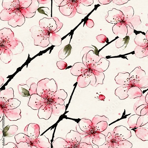 Cherry Blossom Seamless Pattern