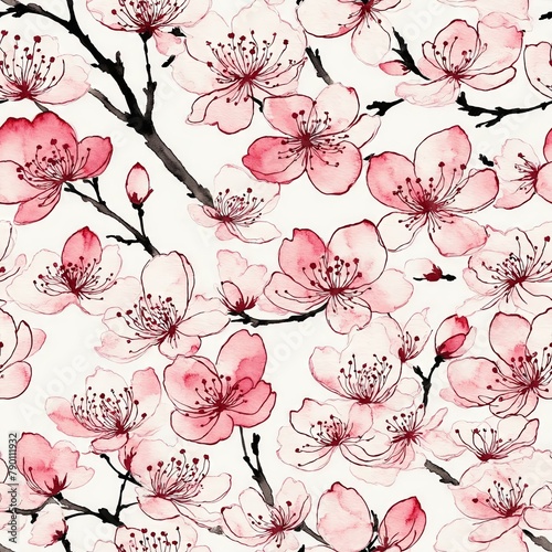 Cherry Blossom Seamless Pattern