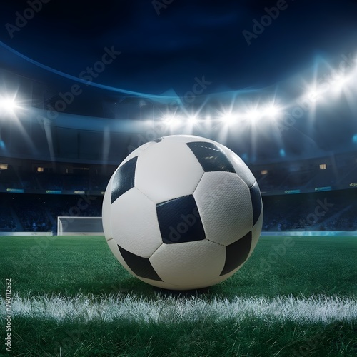 Football ball on the pitch in a thrilling night match.