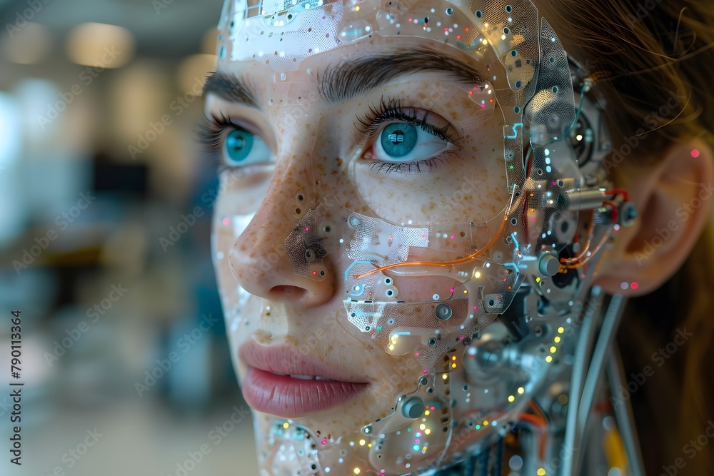 Womans Face Covered in Bubbles. Generative AI Womans Face Covered in Bubbles. Generative AI