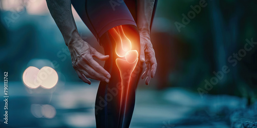 ACL Tear Trauma: The Knee Instability and Swelling - Picture a person holding their knee, with highlighted instability and swelling, illustrating the knee instability and swelling of an ACL tear.