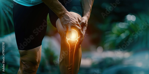 ACL Tear Trauma: The Knee Instability and Swelling - Picture a person holding their knee, with highlighted instability and swelling, illustrating the knee instability and swelling of an ACL tear.