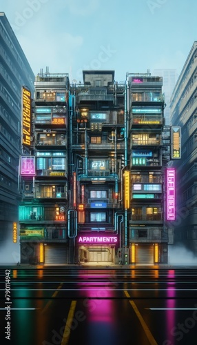 CYBERPUNK HIGH TECH RESIDENTIAL BUILDINGS - Variation 5  AI GENERATED IMAGES