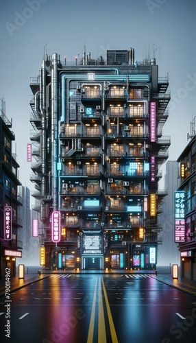 CYBERPUNK HIGH TECH RESIDENTIAL BUILDINGS - Variation 4  AI GENERATED IMAGES