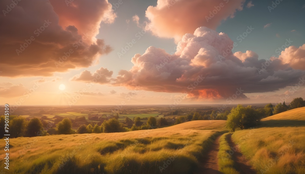 Fototapeta premium sunset in the field