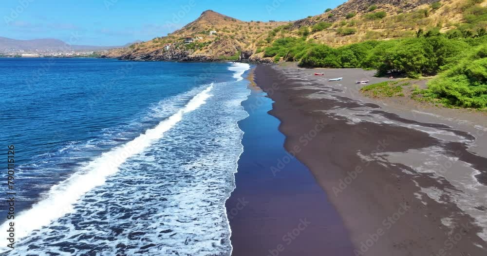 Aerial view of Ribeira Das Pratas beach in Santiago island in Cape Verde - Cabo Verde