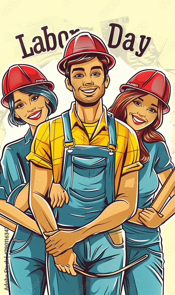 Group of workman people of different professions together. Happy Labor Day card or poster design Group of workman people of different professions together. Happy Labor Day card or poster design
