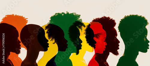 Juneteenth Freedom Day Abstract silhouettes of african american men and women. Celebrate freedom from slavery