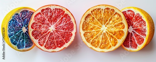 fresh Fruit grapefruit with Juicy grapefruit slices on colored background. 