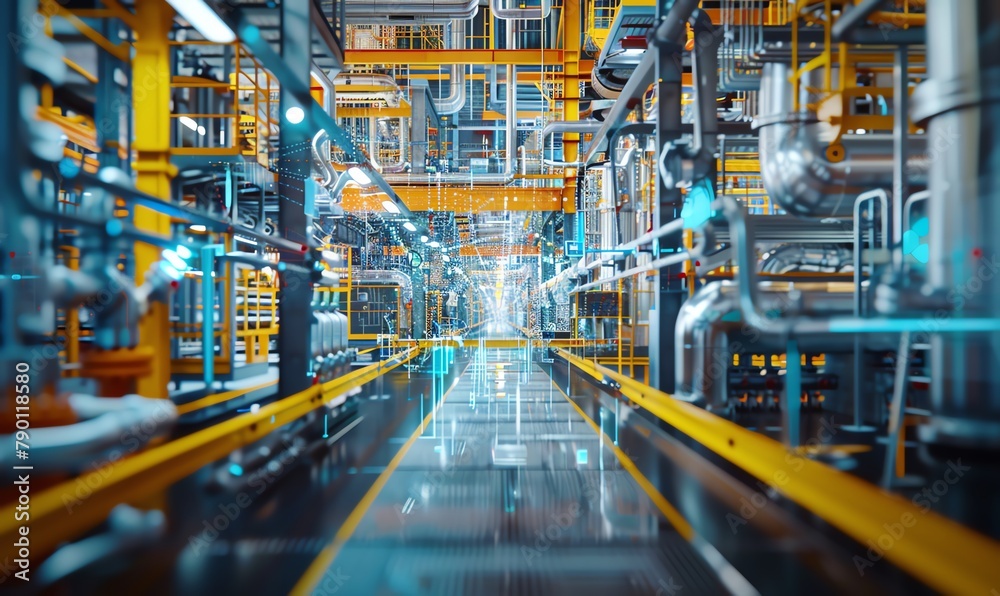 Bring to life the concept of Industrial Internet of Things IIoT, through a colorful and intricate digital rendering, showcasing a photorealistic view from an eye-level angle Emphasize the fusion of in