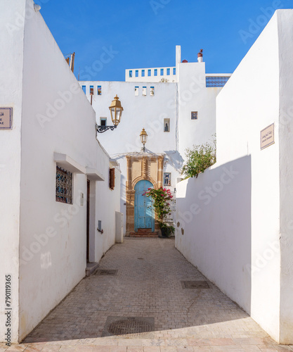 White buildings with famous door in Rabat Kasbah