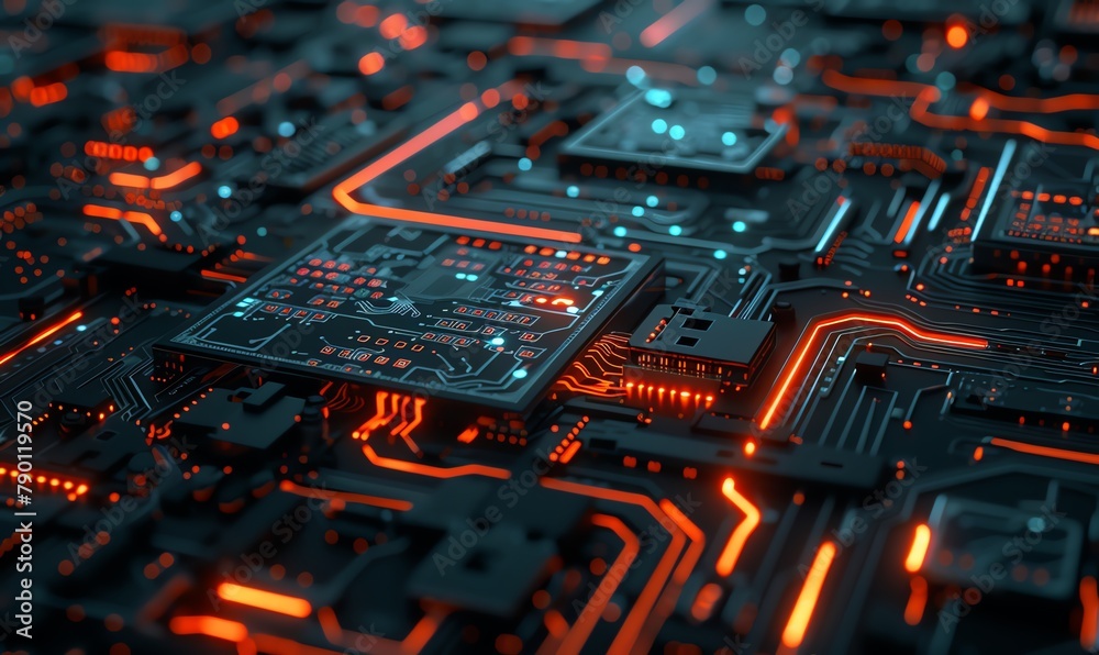Capture a high-angle view of a quantum cryptography scene in photorealistic detail, showcasing intricate digital lines and encryption patterns against a dark background, using CG 3D rendering Capture a high-angle view of a quantum cryptography scene in photorealistic detail, showcasing intricate digital lines and encryption patterns against a dark background, using CG 3D rendering