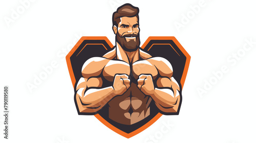 A man of muscles sport symbol logo design illustrat