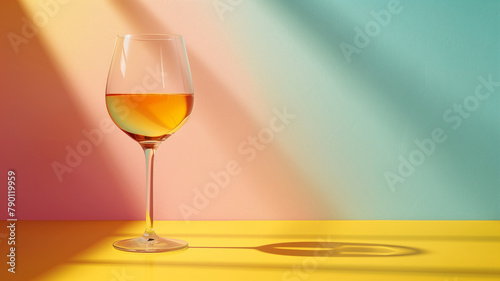 Wine glass minimalist concept background design. Wineglass alcohol drink poster. Wine creative poster wallpaper. Raster bitmap digital illustration. AI artwork. photo