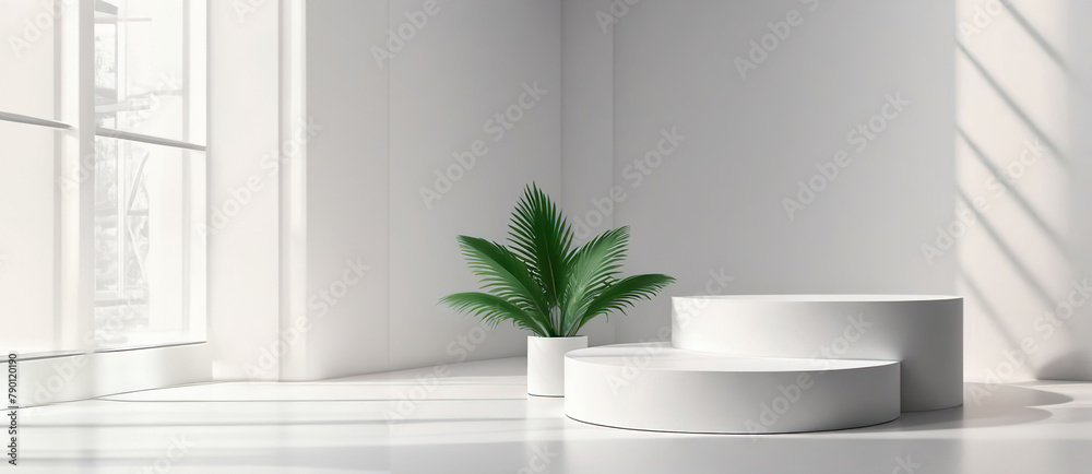 Minimal abstract cosmetic background for product presentation. Cosmetic bottle podium and green palm leaf on grey color background. 3d render illustration.ai generated Minimal abstract cosmetic background for product presentation. Cosmetic bottle podium and green palm leaf on grey color background. 3d render illustration.ai generated