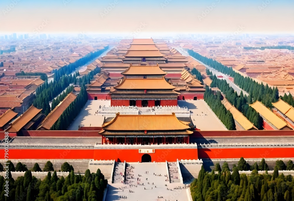 Magnificent panoramic vista of the forbidden city  (5) - obrazy, fototapety, plakaty 
