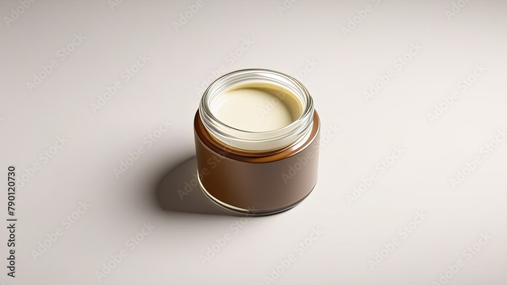 cream in a brown jar on a gray background cream in a brown jar on a gray background