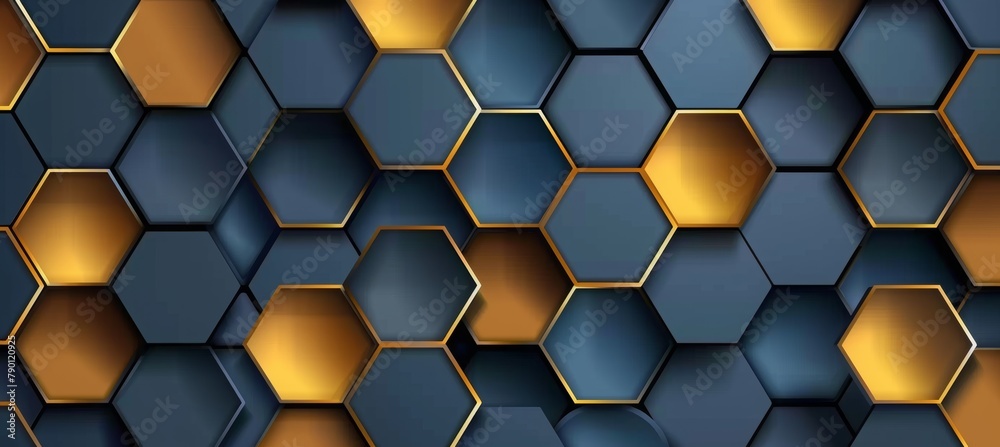Abstract background with turquoise and gold hexagons. Abstract wallpaper pattern texture backdrop design. Abstract background with turquoise and gold hexagons. Abstract wallpaper pattern texture backdrop design.