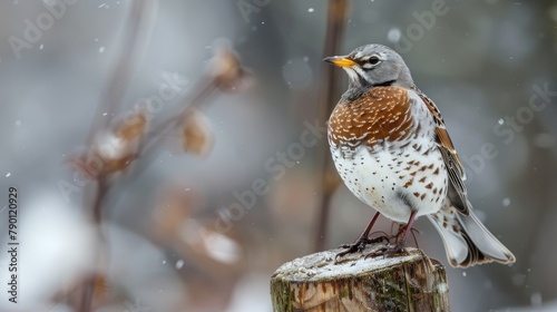 Winter Plumage of the Fieldfare Bird