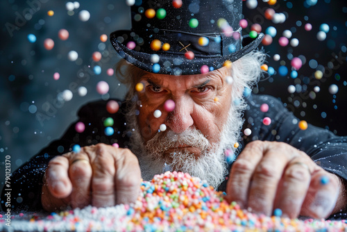 Old man with candy photo