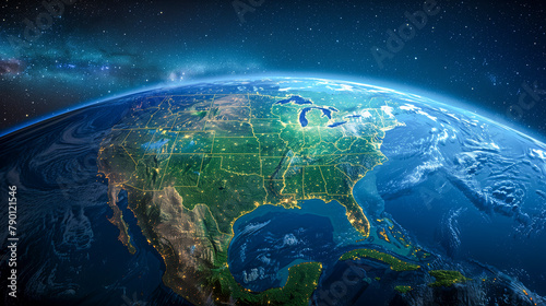Map of America seen from space