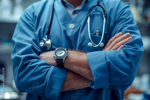 close up of a doctor holding stethoscope